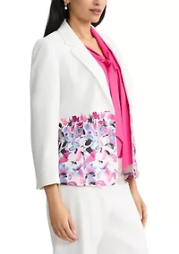 Women's 2 Button Three-Quarter Sleeve Notch Collar Jacket