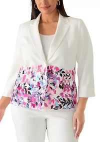 Plus 3/4 Sleeve Print Blouse