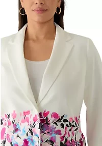 Plus 3/4 Sleeve Print Blouse