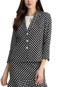 Women's 3 Button Jacquard Dot Blazer