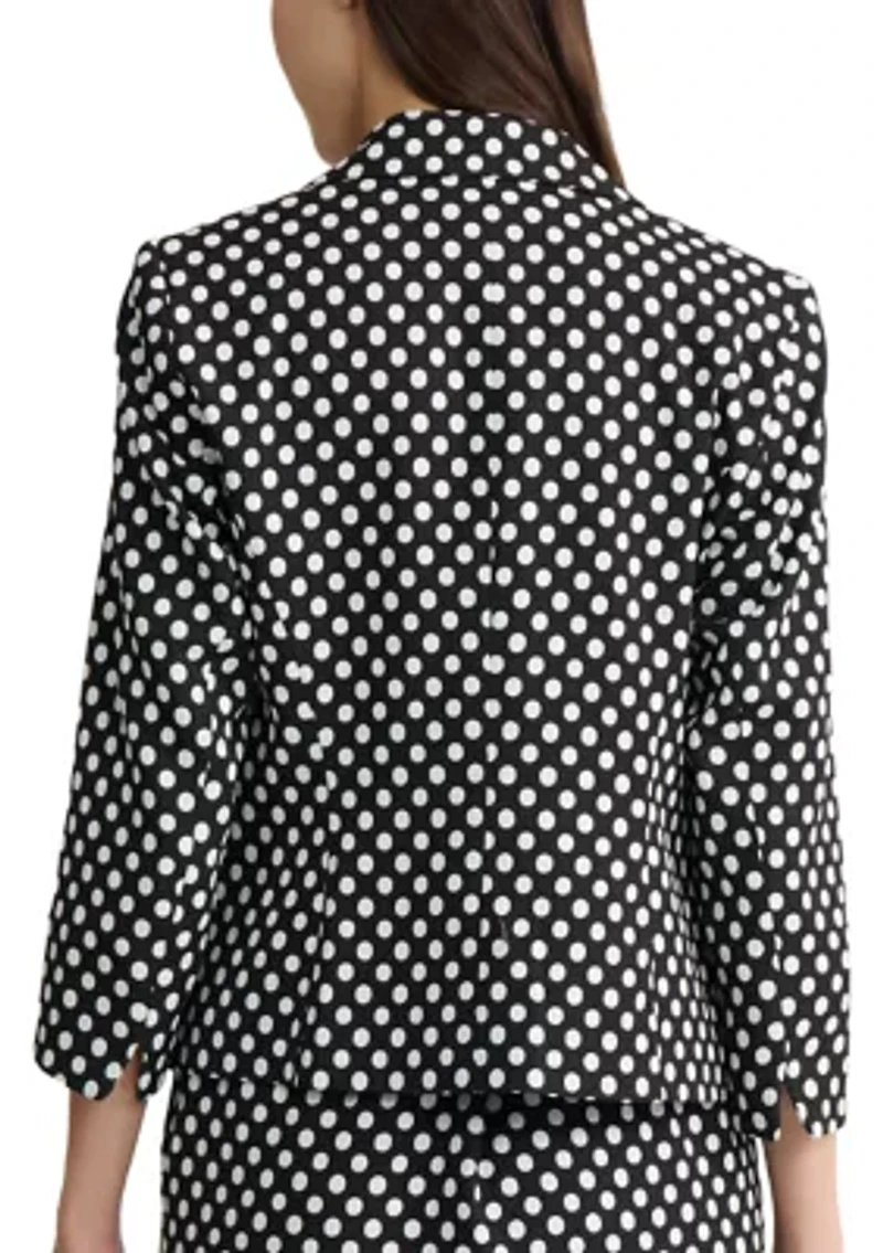 Women's 3 Button Jacquard Dot Blazer