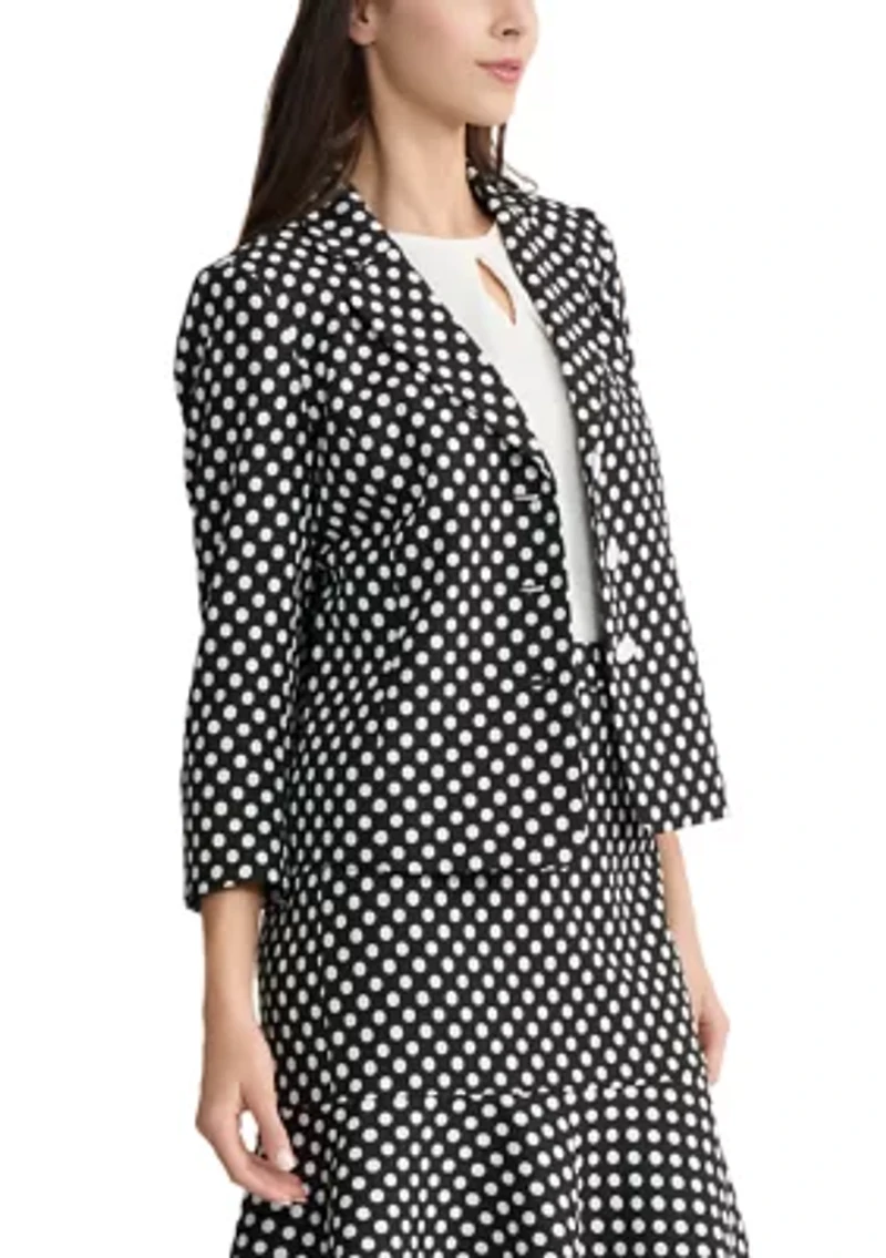 Women's 3 Button Jacquard Dot Blazer