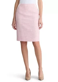 Petite Center Back Zip Slim Skirt with Piping
