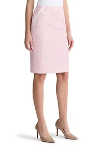 Petite Center Back Zip Slim Skirt with Piping