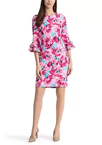 Women's Elbow Flutter Sleeves Sheath Dress