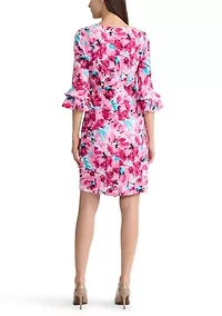Women's Elbow Flutter Sleeves Sheath Dress