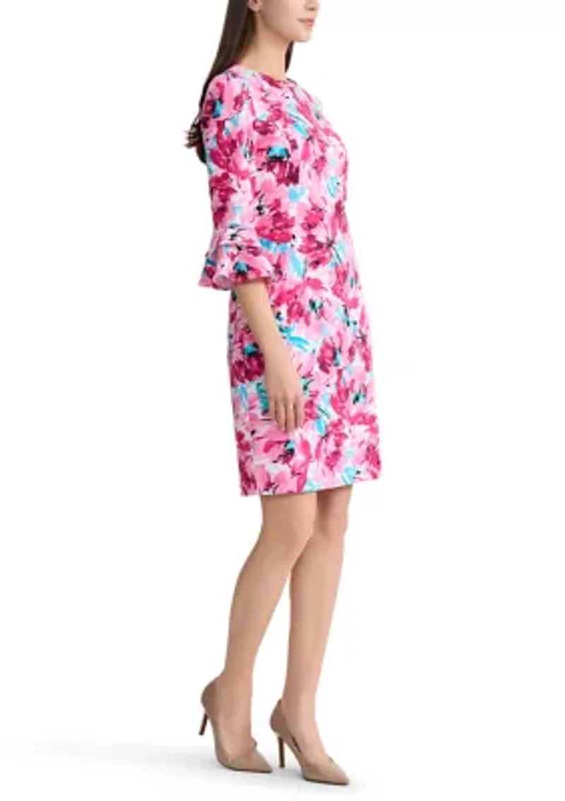 Women's Elbow Flutter Sleeves Sheath Dress