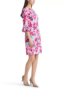 Women's Elbow Flutter Sleeves Sheath Dress