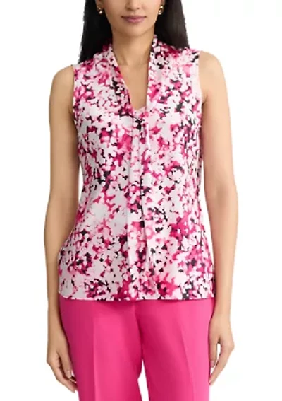 Women's Sleeveless Bias Tie Front Blouse