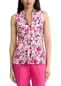 Women's Sleeveless Bias Tie Front Blouse