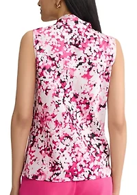 Women's Sleeveless Bias Tie Front Blouse