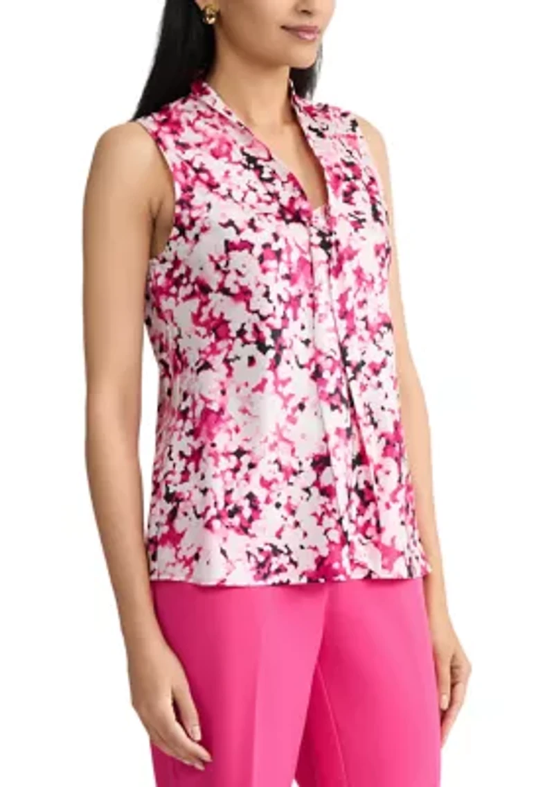 Women's Sleeveless Bias Tie Front Blouse