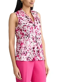 Women's Sleeveless Bias Tie Front Blouse