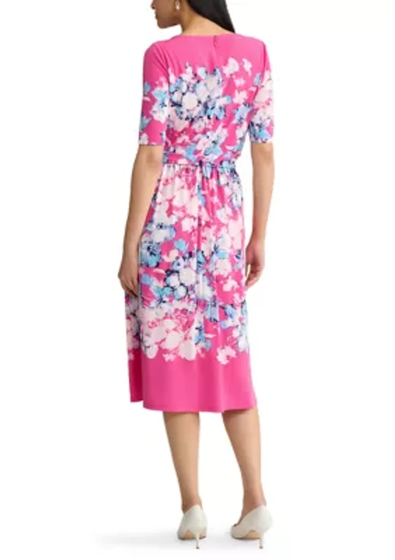 Women's Fit and Flare Shirred Skirt Dress