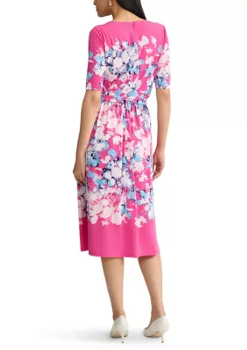 Petite Fit & Flare Dress with Shirred Skirt