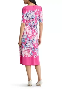 Petite Fit & Flare Dress with Shirred Skirt