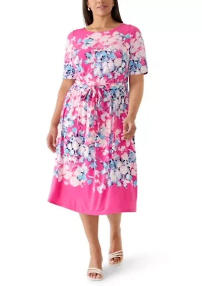 Plus Fit & Flare Shirred Skirt Dress