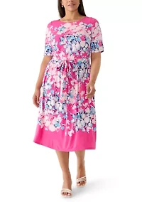 Plus Fit & Flare Shirred Skirt Dress