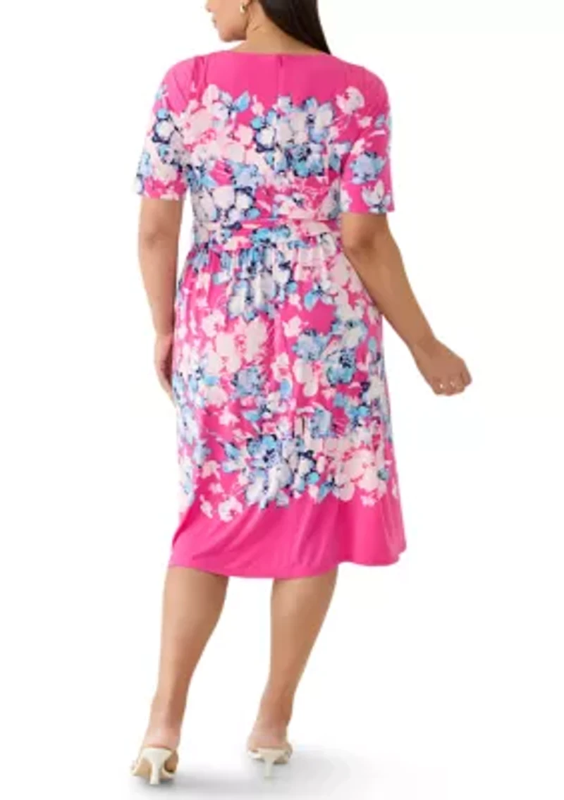 Plus Fit & Flare Shirred Skirt Dress