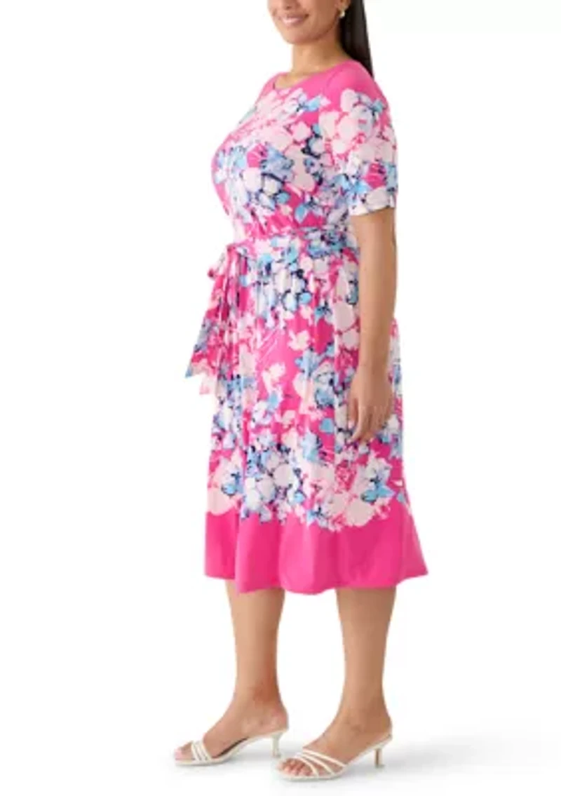 Plus Fit & Flare Shirred Skirt Dress