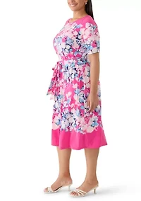 Plus Fit & Flare Shirred Skirt Dress