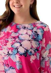 Plus 3/4 Ruffle Sleeve Blouse