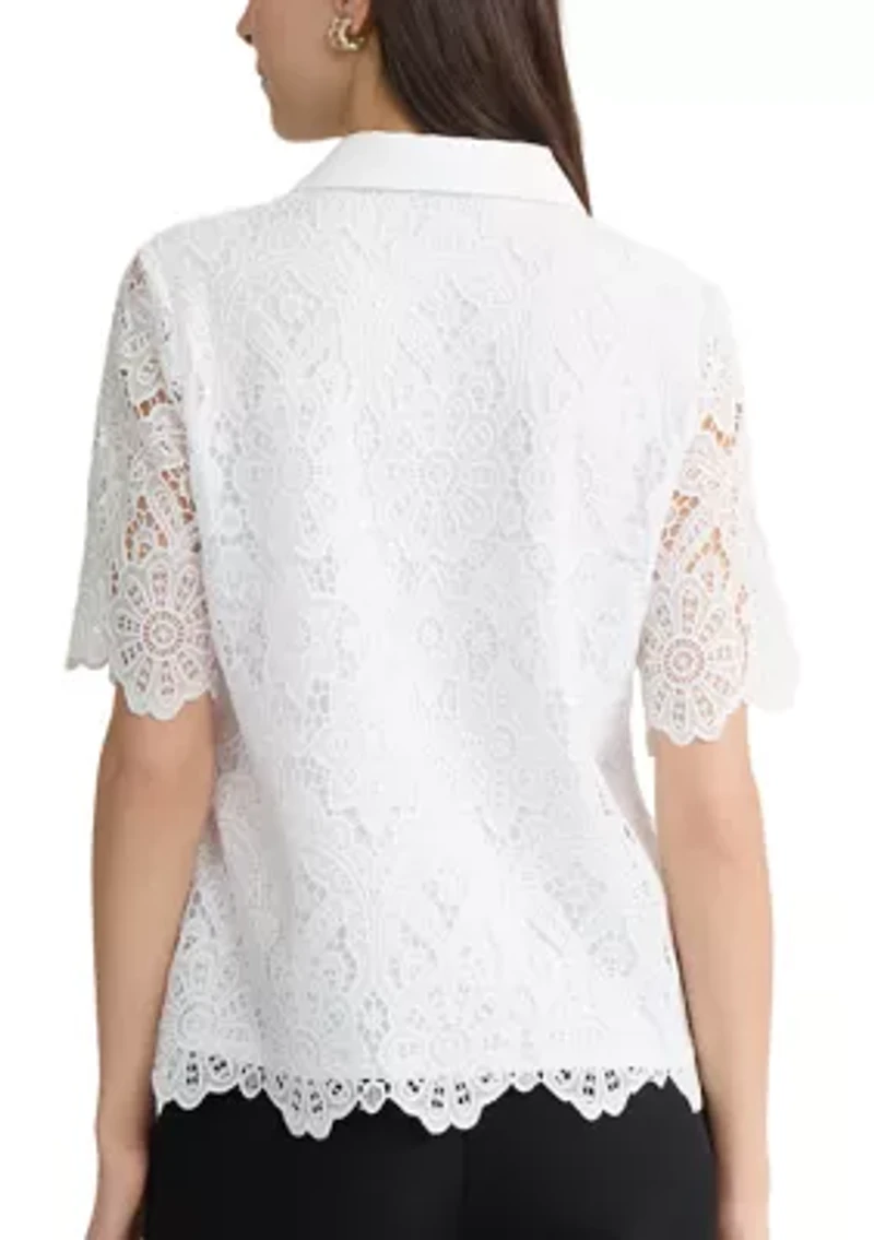 Women's Collared Lace Blouse