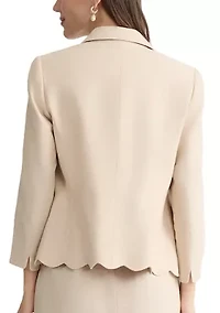 Women's One Button Shawl Collar Scallop Hem Jacket