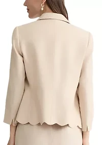 Petite 1 Button Shawl Collar Jacket with Scalloped Hem