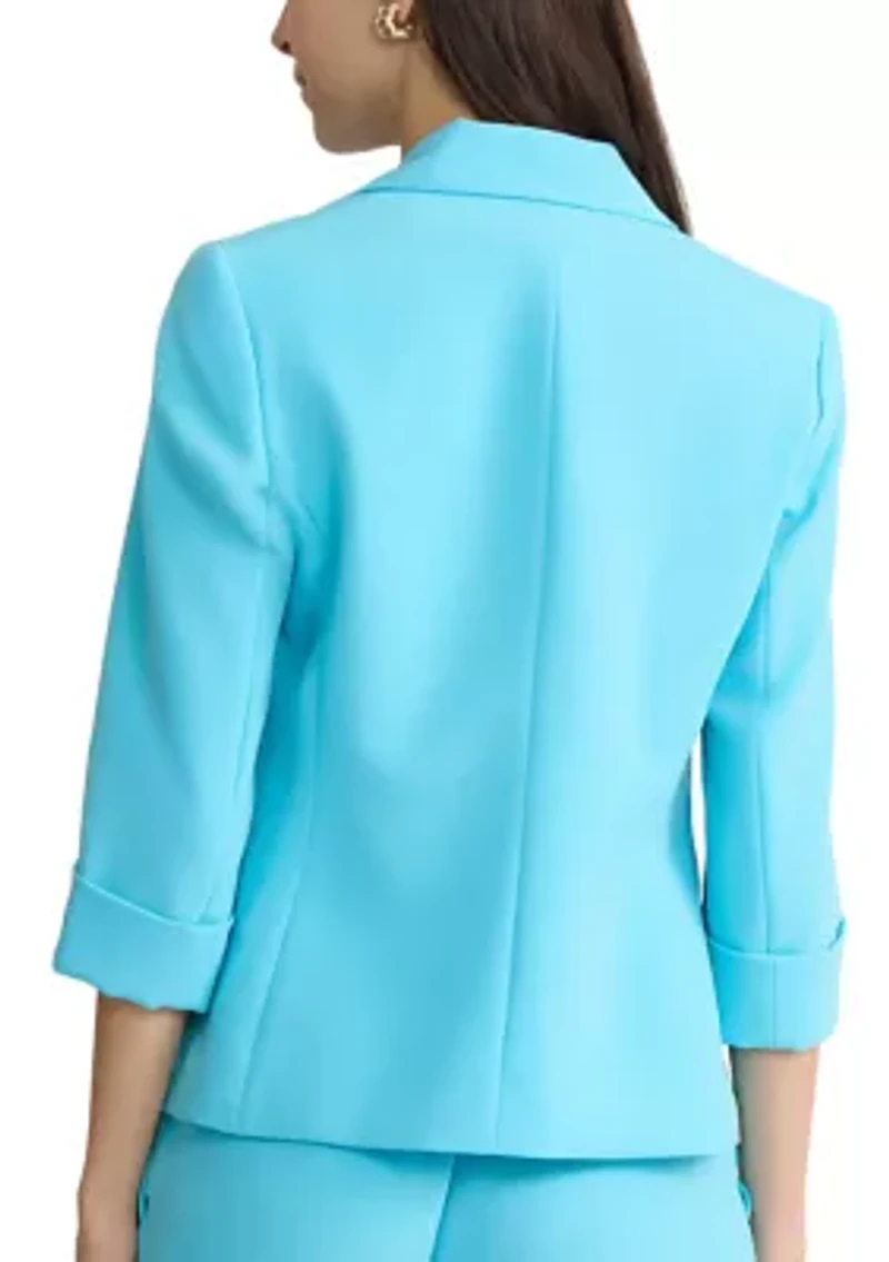 Petite One Button Notch Collar Cuffed Jacket