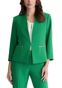 Women's Open Front Blazer with Zip Pockets