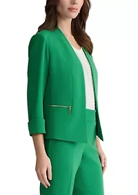 Women's Open Front Blazer with Zip Pockets