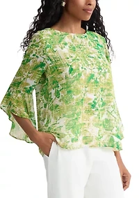 Women's 3/4 Ruffle Sleeve Blouse