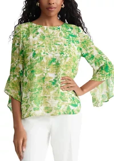 Petite Ruffle Sleeve Blouse