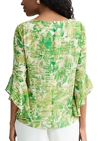 Petite Ruffle Sleeve Blouse
