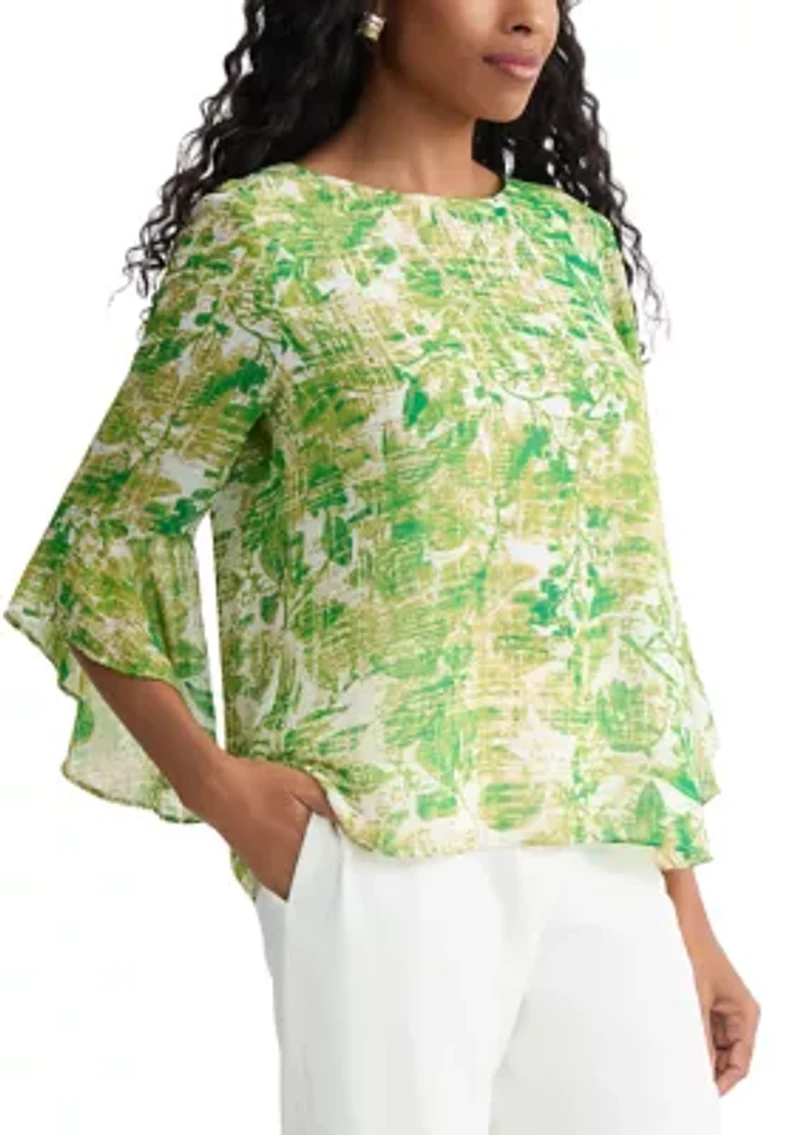 Petite Ruffle Sleeve Blouse