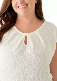 Plus Cap Sleeve Keyhole Neckline Top