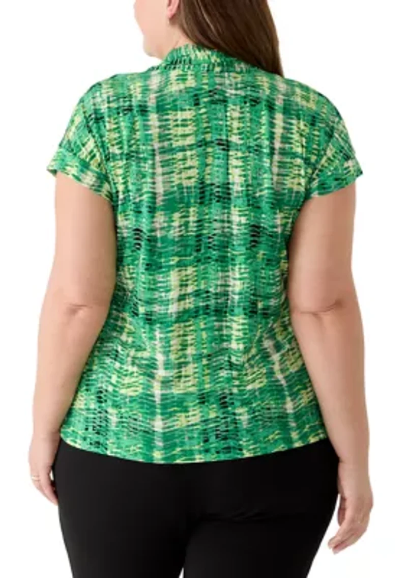 Plus Extended Shoulder Funnel Neck Top