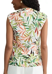 Petite Cap Sleeve Cowl Neck Top