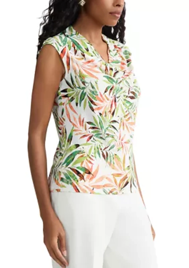 Petite Cap Sleeve Cowl Neck Top