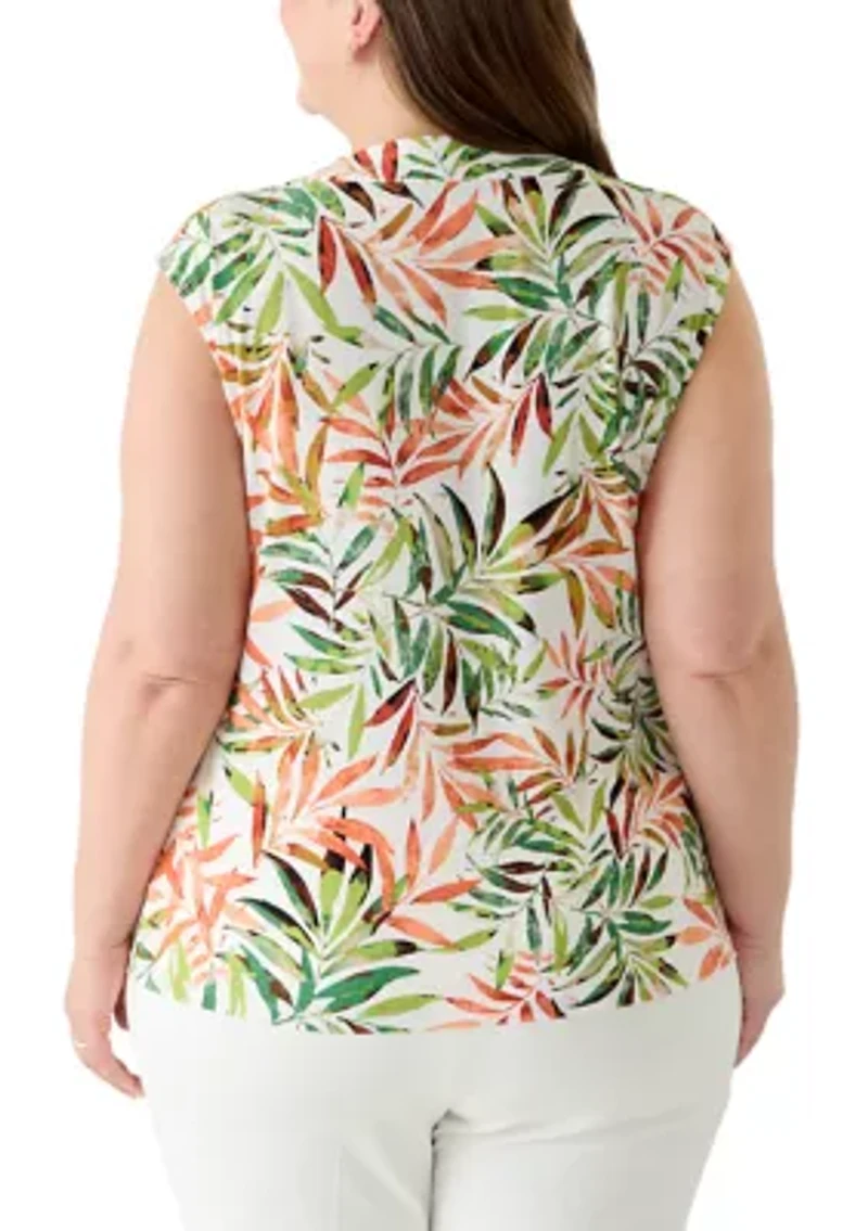 Plus Cowl Neck Cap Sleeve Top