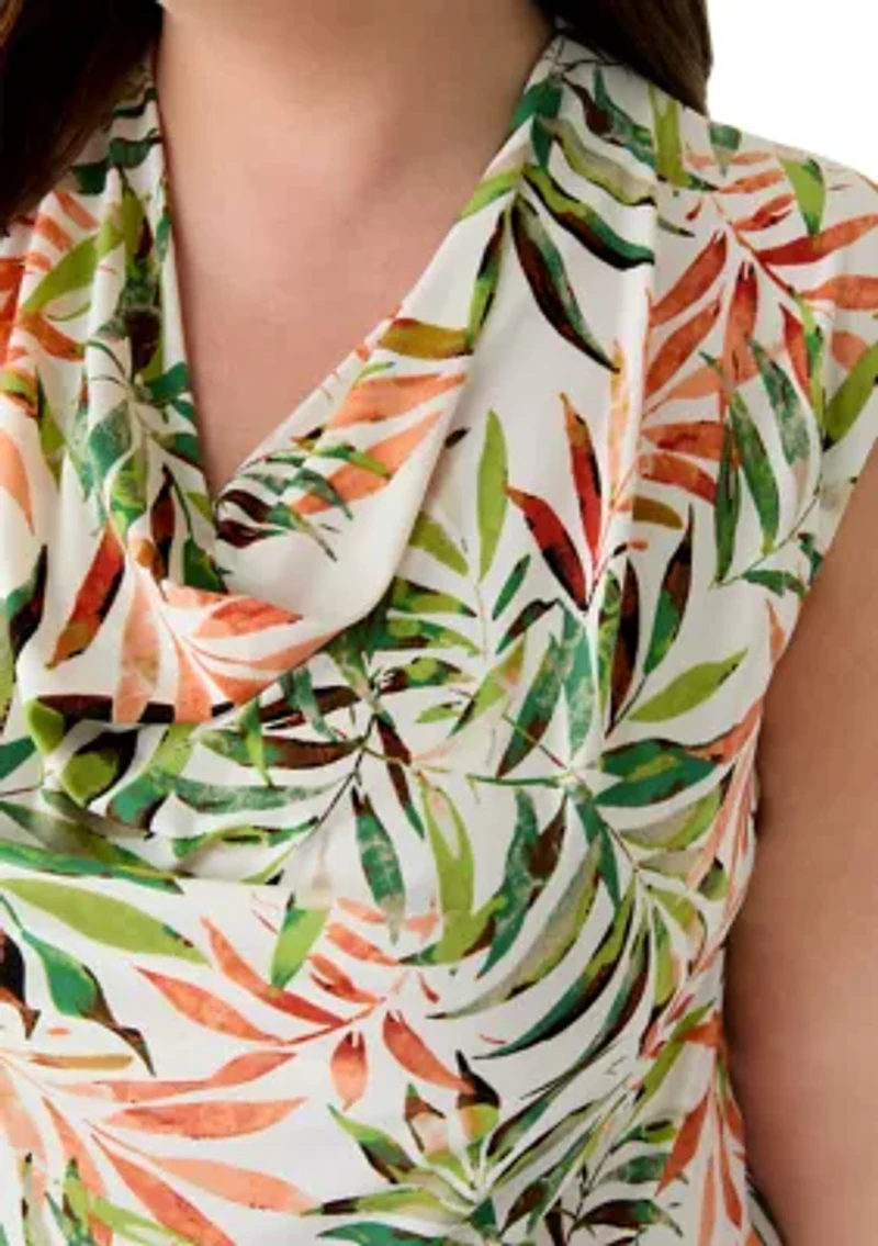 Plus Cowl Neck Cap Sleeve Top