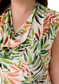 Plus Cowl Neck Cap Sleeve Top
