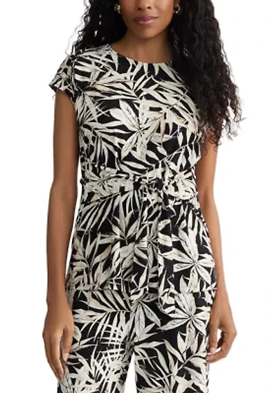 Women's Tie Front Print Top