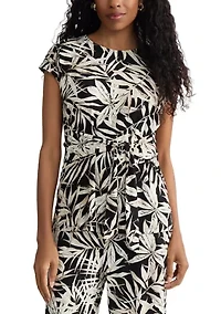 Women's Tie Front Print Top