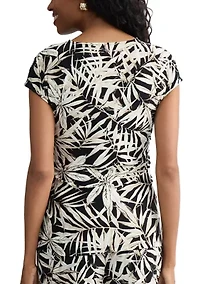 Women's Tie Front Print Top