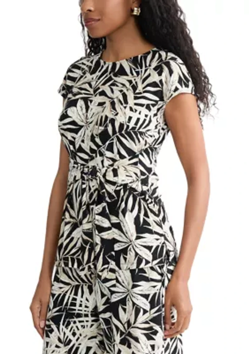 Women's Tie Front Print Top