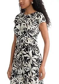 Women's Tie Front Print Top