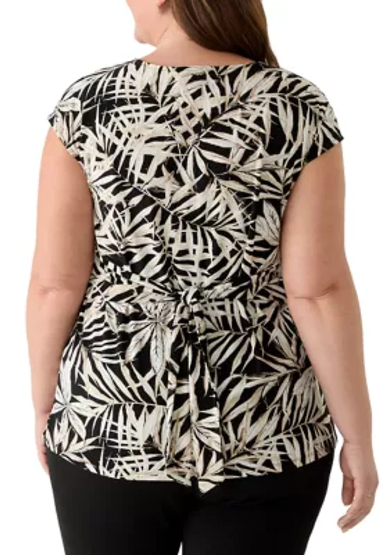 Plus Extended Shoulder Tie Front Top