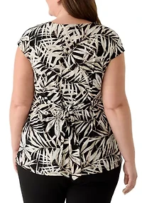 Plus Extended Shoulder Tie Front Top